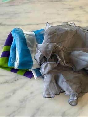 Green and Purple Square Silk Scarf